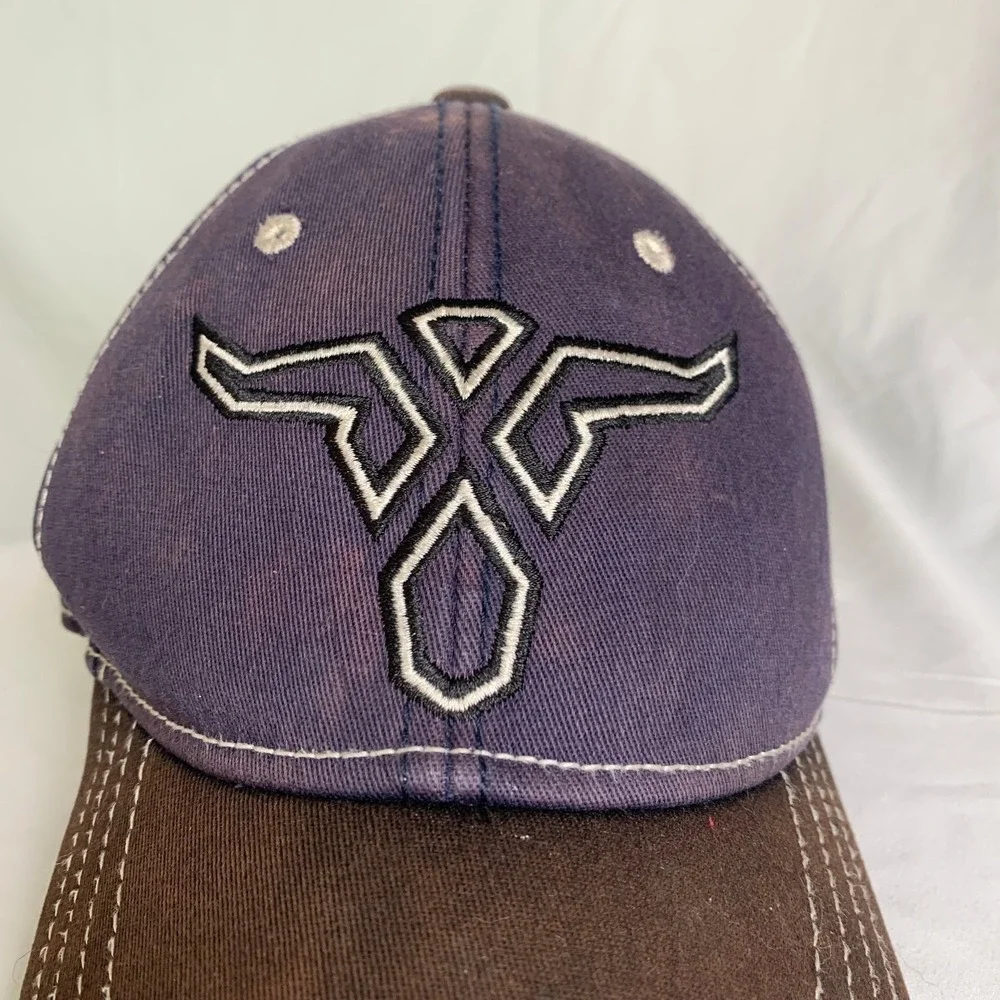 Wrangler 20X Hat Boys Youth Blue Brown Fitted Cotton Spandex Baseball Cap Flaw
